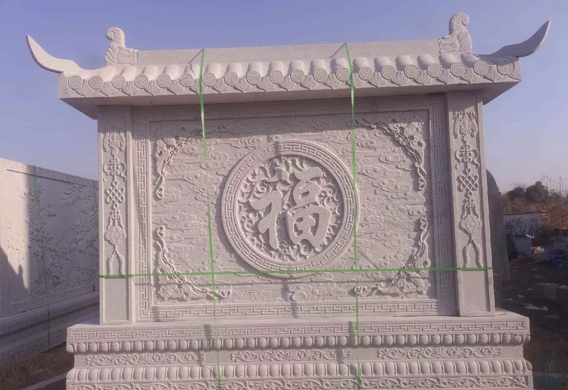 石家庄 芝麻白花岗岩屏风，照壁，影壁